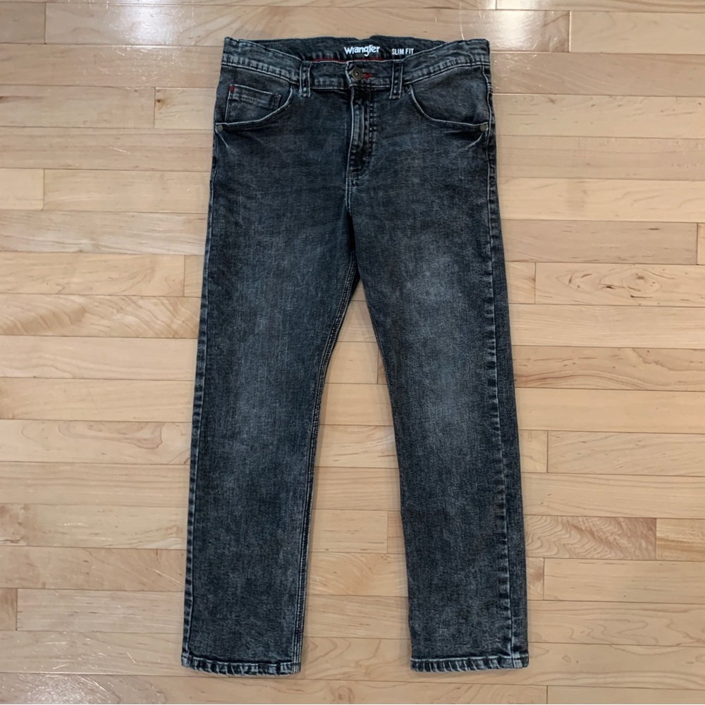 Wrangler slim fit youth boys size 12 husky (12H) gray wash jeans pants